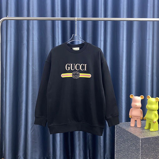 グッチ クラシックベルトレタープリント ラウンドネックスウェット