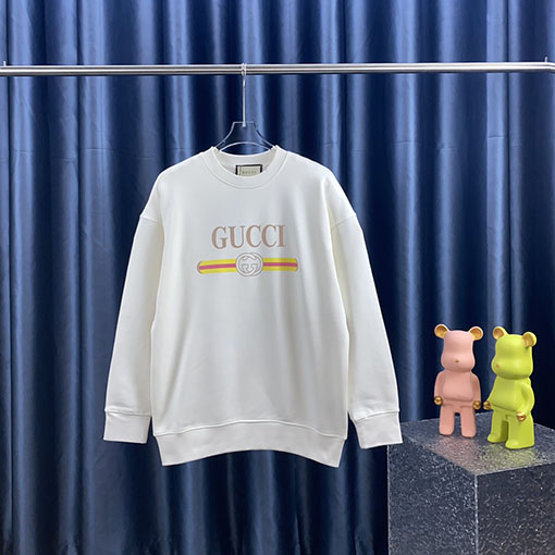 グッチ クラシックベルトレタープリント ラウンドネックスウェット