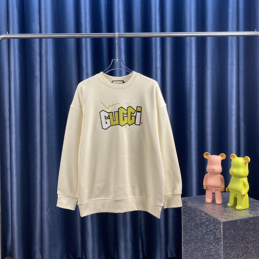 グッチ クラシックな文字プリントクルーネックスウェット