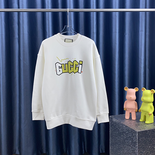 グッチ クラシックな文字プリントクルーネックスウェット
