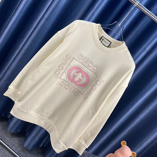 グッチ ダブルG文字プリントスウェットTシャツ  