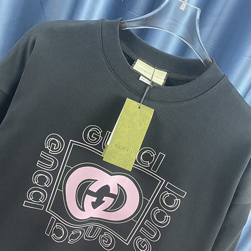 グッチ ダブルG文字プリントスウェットTシャツ  
