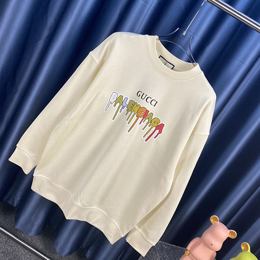 グッチxバレンシアガ 秋冬モデル Balenciaga コラボ プリント ラウンドネック スウェット