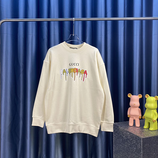 グッチxバレンシアガ 秋冬モデル Balenciaga コラボ プリント ラウンドネック スウェット