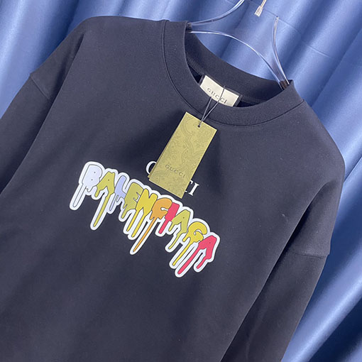 グッチxバレンシアガ 秋冬モデル Balenciaga コラボ プリント ラウンドネック スウェット