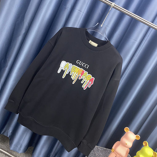 グッチxバレンシアガ 秋冬モデル Balenciaga コラボ プリント ラウンドネック スウェット