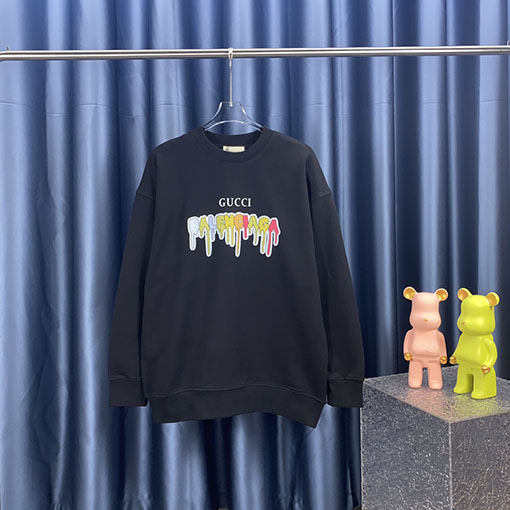 グッチxバレンシアガ 秋冬モデル Balenciaga コラボ プリント ラウンドネック スウェット