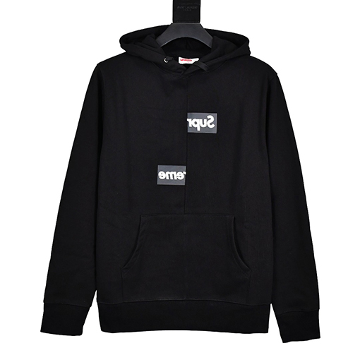 Supreme CDG Split Box Logo Sweatshirt パッチ パーカー 起毛 フード パーカー