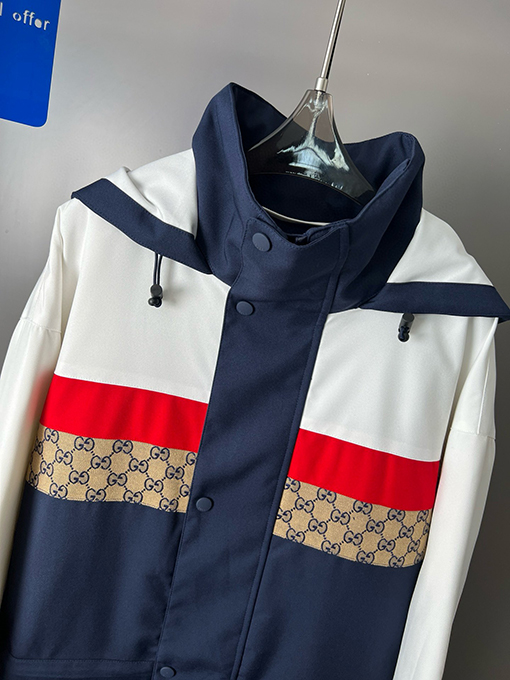 グッチ パッチワークロングフード付きトレンチコート