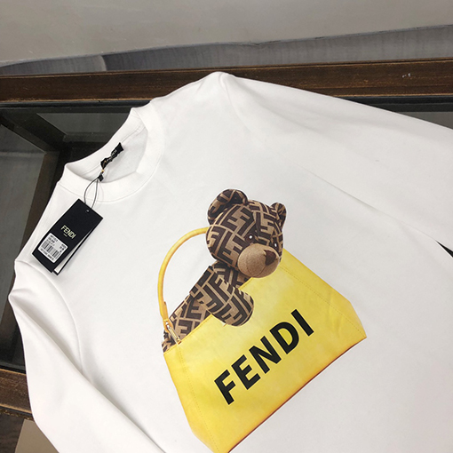 フェンディ コットンリング素材の最新クルーネックパーカー