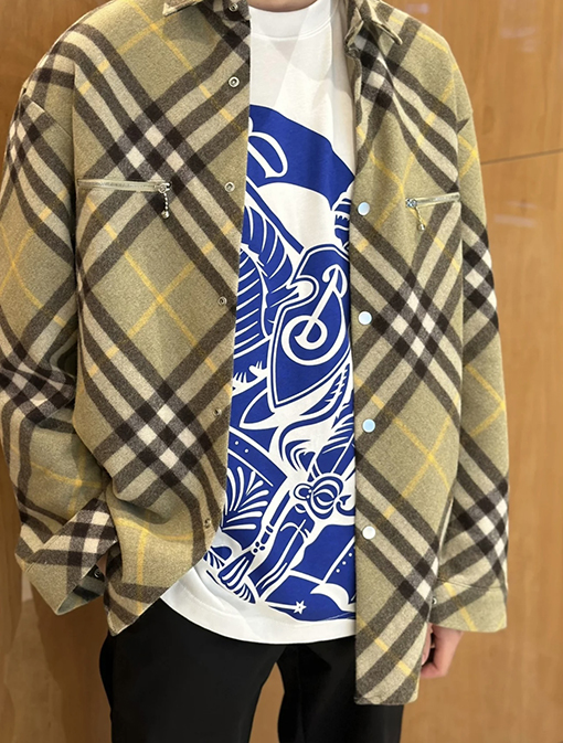 バーバリー  チェック柄ウール混紡ジャケットシャツ