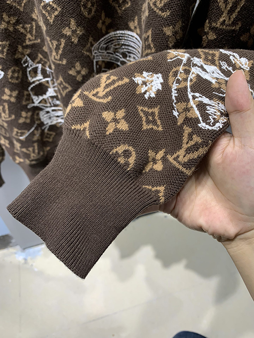ルイヴィトン 新作 Monogram グラフィティ 刺繍 ラウンドネックセーター