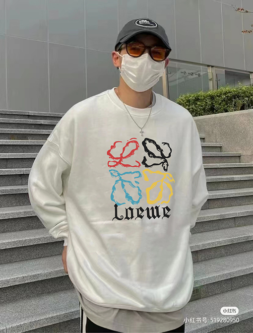 ロエベ 秋冬ロゴプリントラウンドネックスウェット