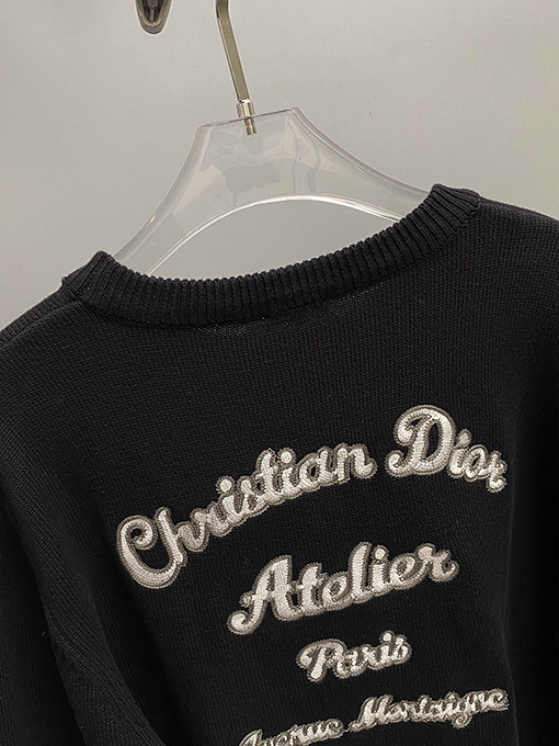 ディオール アルファベット刺繍ウールかぎ針編みセーター