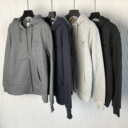 バーバリー チェック フード Bロゴ刺繡 ジップアップ ジャケット 4色