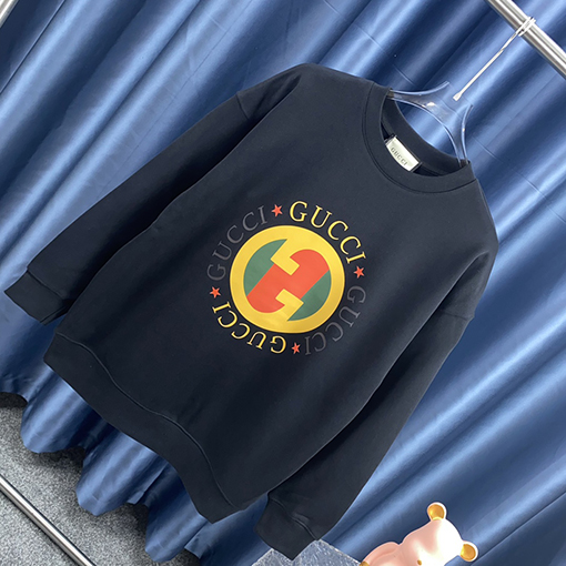 グッチ  クラシックなダブルGサークルレタープリントラウンドネックスウェット