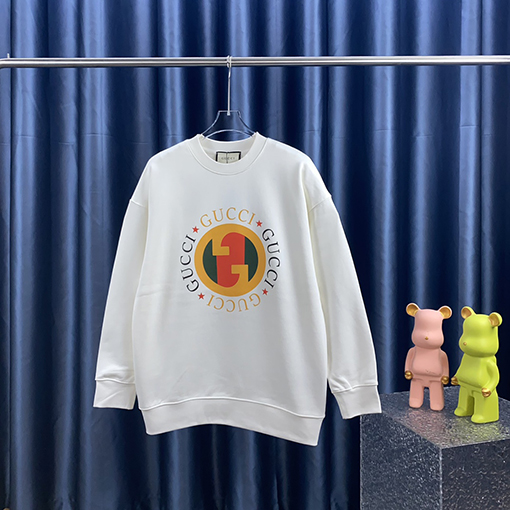グッチ  クラシックなダブルGサークルレタープリントラウンドネックスウェット