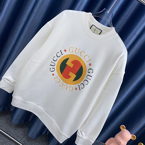 グッチ  クラシックなダブルGサークルレタープリントラウンドネックスウェット