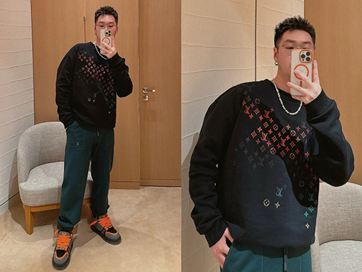 ルイヴィトン 24 ssグラデーション刺繍 スウェット長袖 Tシャツ