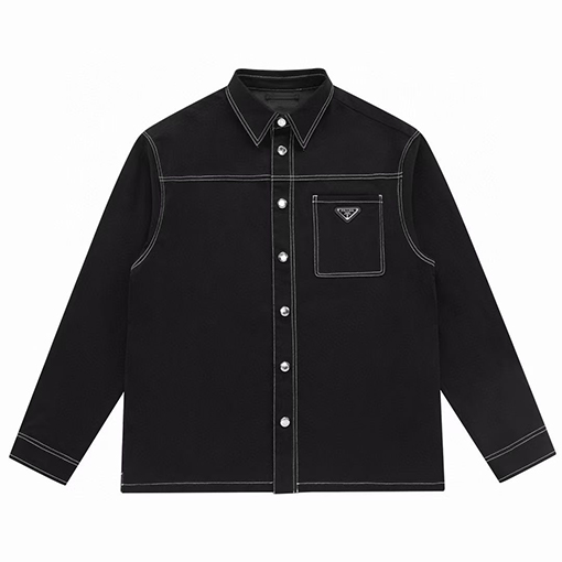 プラダ トライアングルロゴとコントラストステッチのシャツジャケット