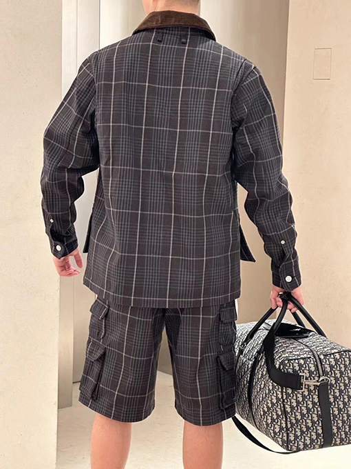 ディオール パッチワークチェックカラー長袖シャツジャケット