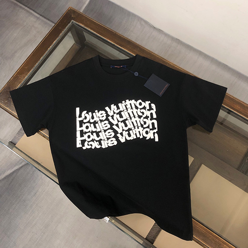 ルイヴィトン コットンカップルラウンドネック半袖Tシャツ