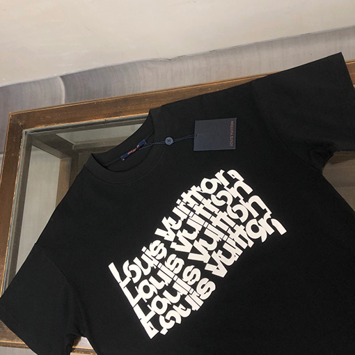 ルイヴィトン コットンカップルラウンドネック半袖Tシャツ
