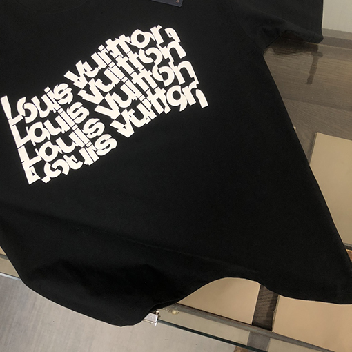 ルイヴィトン コットンカップルラウンドネック半袖Tシャツ