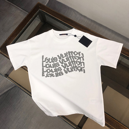 ルイヴィトン コットンカップルラウンドネック半袖Tシャツ