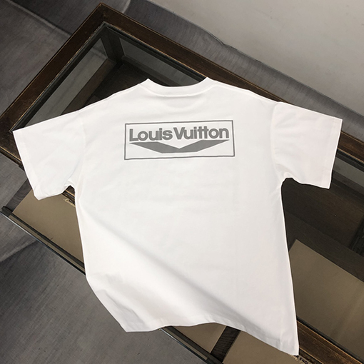 ルイヴィトン コットンカップルラウンドネック半袖Tシャツ