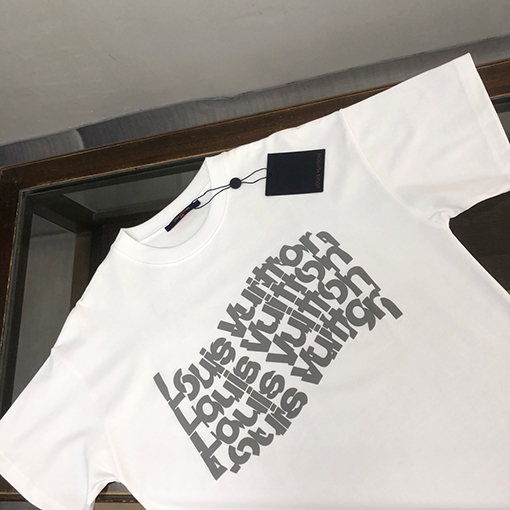 ルイヴィトン コットンカップルラウンドネック半袖Tシャツ