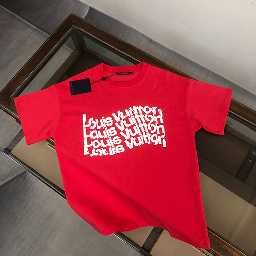 ルイヴィトン コットンカップルラウンドネック半袖Tシャツ