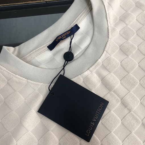 ルイヴィトン コットンカップル同じラウンドネック半袖Tシャツ