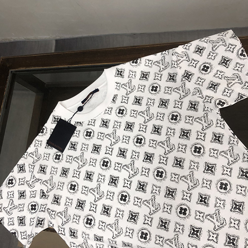 ルイヴィトン コットン ラウンドネック半袖Tシャツ