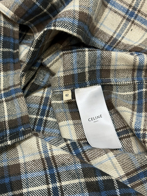 セリーヌ コットンのカラーウィーブチェック柄シャツ