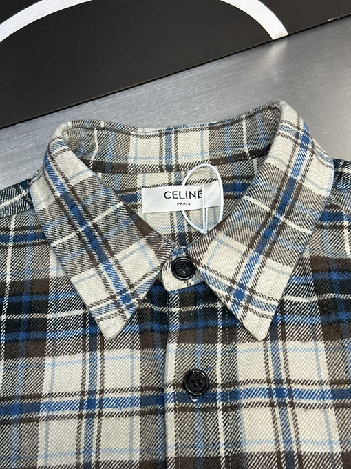 セリーヌ  コットンのカラーウィーブチェック柄シャツ