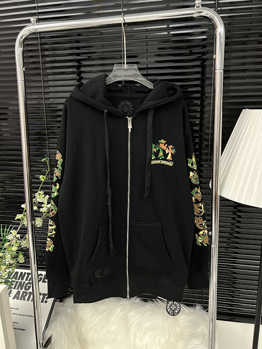 クロムハーツ プリントジッパーセーターコートパーカー