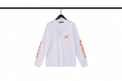 クロムハーツ  オレンジロゴの新しい長袖Tシャツ