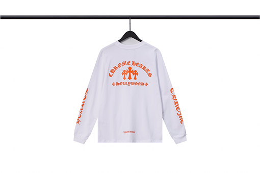 クロムハーツ  オレンジロゴの新しい長袖Tシャツ