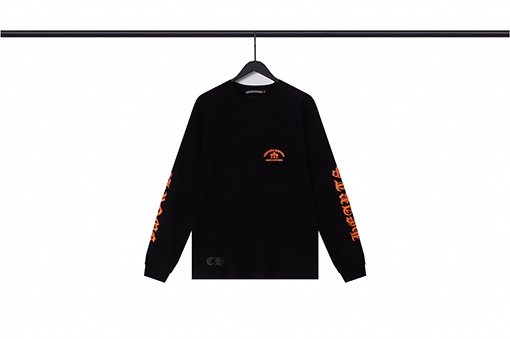 クロムハーツ  オレンジロゴの新しい長袖Tシャツ