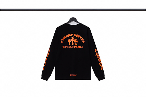クロムハーツ  オレンジロゴの新しい長袖Tシャツ