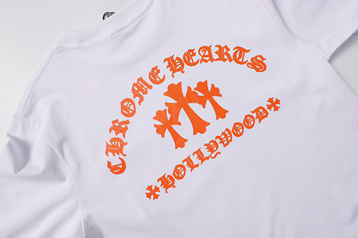 クロムハーツ  オレンジロゴの新しい長袖Tシャツ