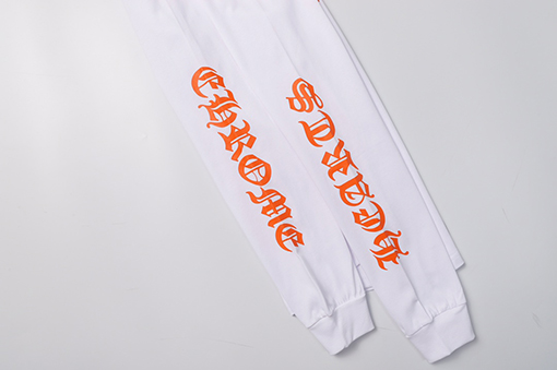 クロムハーツ  オレンジロゴの新しい長袖Tシャツ