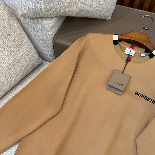 バーバリー マイクロチェック柄ステッチコットンクルーネックパーカー
