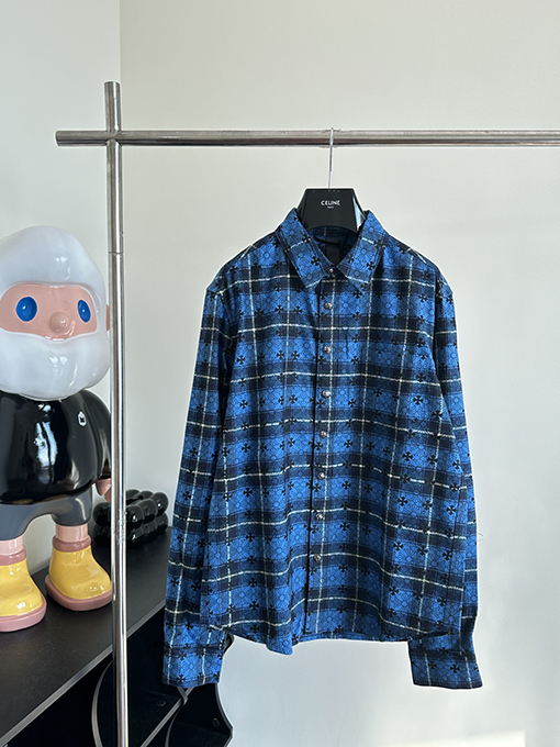 クロムハーツ CHクロハートレザータグメタリックチェックシャツジャケット