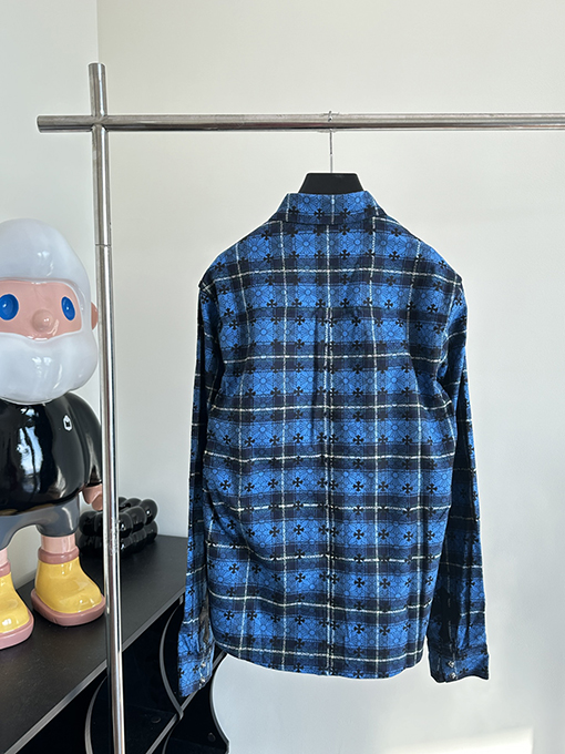 クロムハーツ CHクロハートレザータグメタリックチェックシャツジャケット
