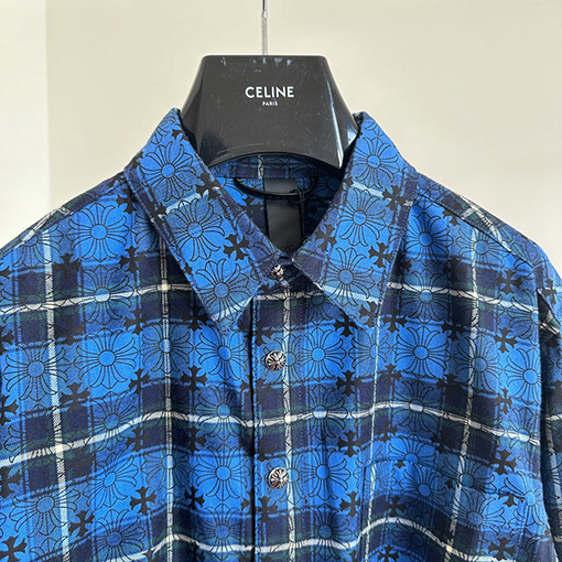 クロムハーツ CHクロハートレザータグメタリックチェックシャツジャケット
