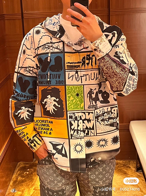 ルイヴィトン 早春の新しい漫画のステッチフード付きジャケットシャツ
