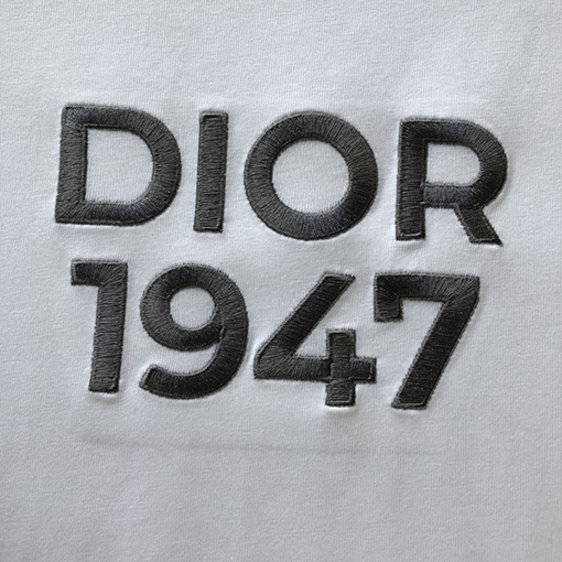 ディオール 刺繍1947コットンアルファベット半袖Tシャツ