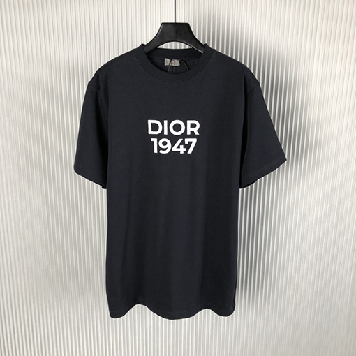 ディオール 刺繍1947コットンアルファベット半袖Tシャツ
